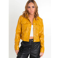 Short Straight Fit Leather Effect Jacket : Highstreet
