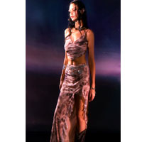 Tie Dye Ruffle Slit Midi Skirt : Shopmicas