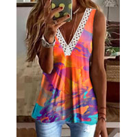 Abstract Casual Regular Fit Tanks - Noracora.com