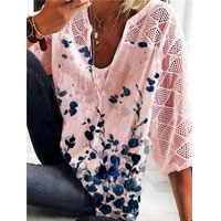 Jfn Floral-Print 3 4 Sleeve Casual Tops - Justfashionnow