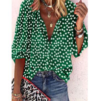 V Neck Casual Blouse : Roselinlin