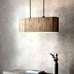 2 Lights Natural Seagrass Oval Linear Shade : Elegant Lighting UK