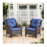 2 Pieces Cozy Outdoor Wicker Patio Chairs : Belord Home