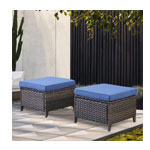 2 Pieces Patio Wicker Ottoman Set - BelordHome