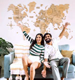 3D Wooden World Map Gold - Enjoy The Wood