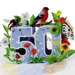 50th Birthday Floral Pop Up Card | 3D Pop Up Cards UK