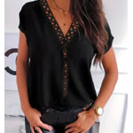 Hollow Out Short Sleeve Casual Top | Chicme.com Promo