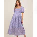 Light Blue Cotton Midi Dress - PinkBlush Maternity