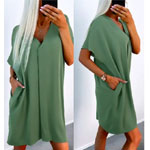 Pocket Design V-Neck Casual Dress