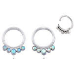 Segment Ring Clicker With Five Opals : Piercing Store