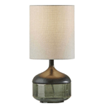 Adesso Marina Black Wood Smoked Glass Table Lamp - Luxe Decor