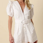 Avery Lace Trim Belted Romper | Collective Request