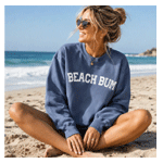 Beach Bum Varsity Patch Crewneck Sweatshirt - Fitkitty