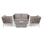 Beverly Hills Loveseat Lounge And Fire Pit Set - Teak Warehouse