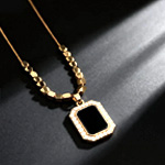 Black CZ Halo Necklace - MantraFlow