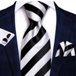 Black White Striped Necktie | Hi-tie.com