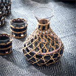 Blue Rattan & Glass Carafe : Funky Chunky Furniture