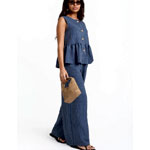 Blue Stripe Wide Leg Trousers - Needs No Label