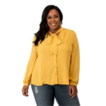 Chiffon Button-Up Neck-Tie Blouse | Poeticjusticejeans.com