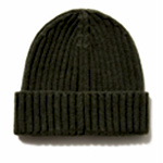 Cashmere Ribbed Olive Beanie Hat : NeemLondon