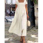 Women's Casual Dress Cotton Linen Dress : Roselinlin