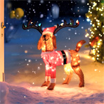 Christmas Lighted Fabric Dog - Sunjoyshop.com