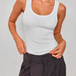 Cotton Ribbed Racerback T Shirt , Stradivarius