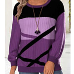 Coverage Purple Long Sleeve Sweatshirt - Rosewe