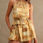 Dijon Printed Halter Romper | Collective Request