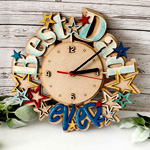 Best Dad Ever DIY Clock MDF Wood - Polkadoodles