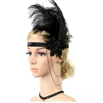 1920s Feather Elastic Headband - Retro Stage