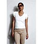 Laser Cut Flutter Sleeve Sweater - Elie Tahari