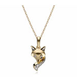 Gardenia White Sapphire Fox Pendant Necklace - Gemondo