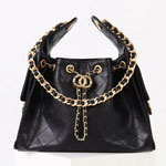 Genuine Leather Drawstring Chain Bag : Romy Tisa
