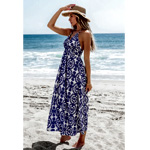 Ornate Sleeveless Halterneck Midi Dress - Cupshe