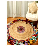 Jute Carpet Round With Tassels : Linkstore.ae