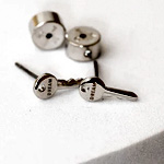 Mini Key Post Silver Earrings : TheGivingKeys