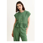 Mira Linen Mix Top - Joythestore.com