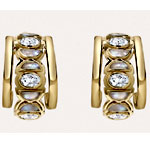 Moonstone and Diamond Hoop Earrings , Olivela