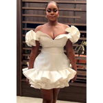 Neck Off Shoulder Ruffle Cinch Party Mini Dresses | Loragal.com