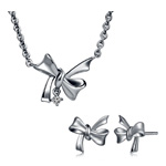 Silver Diamond Necklace & Earrings Set : MaBelleHK