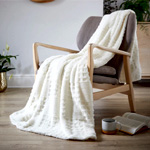 Off White Checkboard Textured Throw - Bedandbathemporium.com