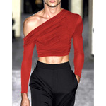 One-Shoulder Long-Sleeve T-Shirt - Incerunmen
