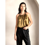 Momme Silk Relaxed Pearl Tie Neck Tank Top | Silksilky