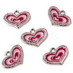 Pink Alloy Enamel Heart Charm Pendants | Xyzbeads.com