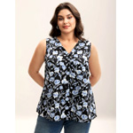 Print Pleated Front Tank Top | Bloomchic