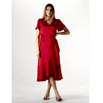 Red Notre-V Midi Dress - OmodaDE