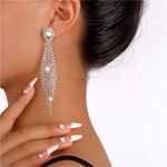 Rhinestone Dangle Earrings - Missacc