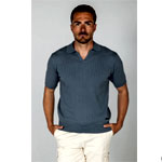 Ribbed Knit Polo Shirt - Albert Brandon