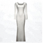 Ribbed Long Sleeve Maxikleid - Creamy Fabrics